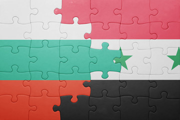 Fototapeta premium puzzle with the national flag of bulgaria and syria