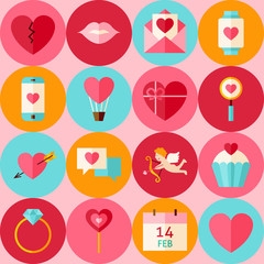 Vector Pink Flat Valentine Day Seamless Pattern with Circles