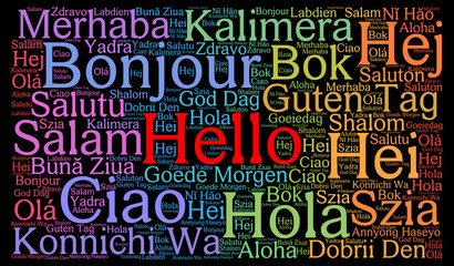 Hello in different languages word cloud © Ricochet64