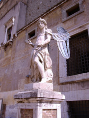 Angel soldier with metal wings - sculpture