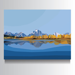 vector mountain landscape illustration on canvas