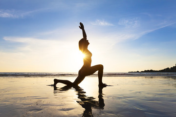 Young woman practicing yoga, concept about healthy lifestyle, be