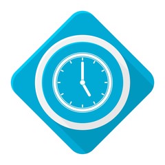 Blue icon clock with long shadow