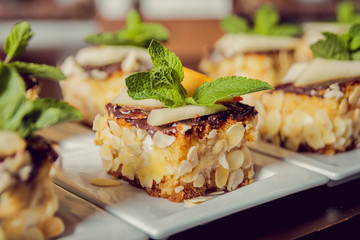 Dessert of biscuits and custard