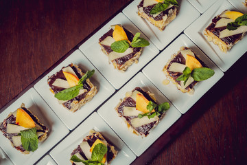 Dessert of biscuits and custard