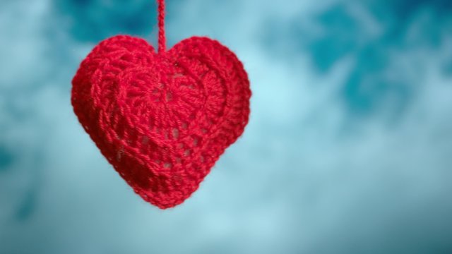red heart on a sky background. 4k
