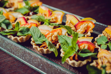 Dessert of biscuits and custard