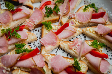 Sandwiches on a large plate.