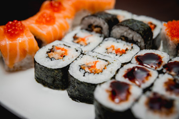 Sushi on a white plate