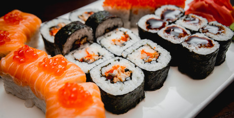 Sushi on a white plate
