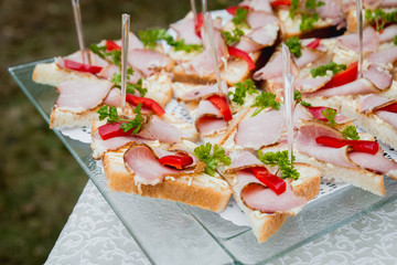 Sandwiches on a large plate.