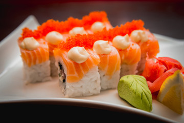 Sushi on a white plate