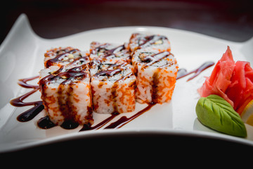 Sushi on a white plate