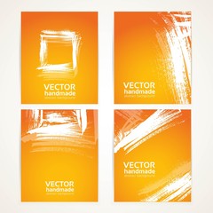 Abstract orange and white brush texture on  banner set 1