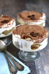 Delicious italian dessert tiramisu.