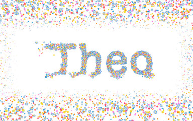 Theo, Male name coated with various colorful flowers