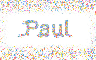 Paul, Male name coated with various colorful flowers