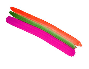 Three bands of different colors painted gouache paints