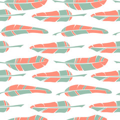 Vector seamless patterns with feathers