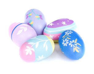 Colorful Painted Easter Eggs on a White Background
