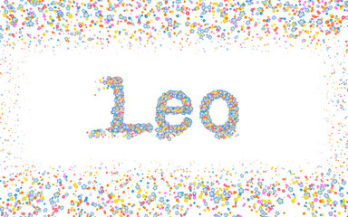Leo, Male name coated with various colorful flowers