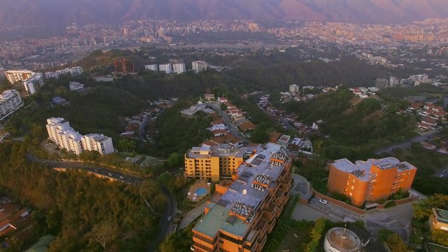 Aerial view of a residential district overflight on a capital city. 
