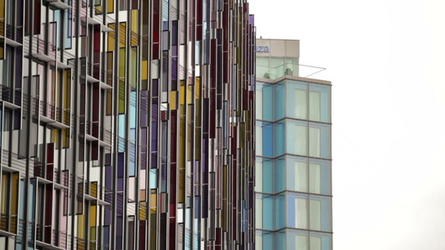 Shot Of The Beautiful Colored Glass Of The Park Plaza Westminster Bridge Hotel, London.