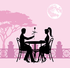 romantic evening in a restaurant