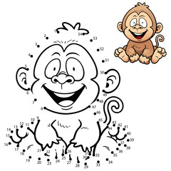 Vector Illustration of Education dot to dot game - Monkey