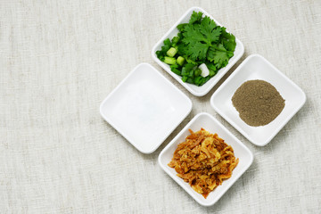 boiled rice with shimp and topping