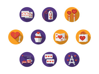 Round colorful romantic vector icons