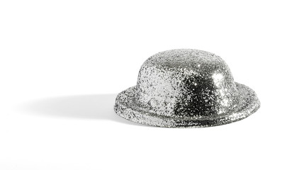 Glittering party hat on white background