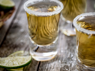 Tequila shots with salt rim