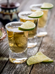 Tequila shots with salt rim