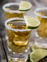 Tequila shots with salt rim