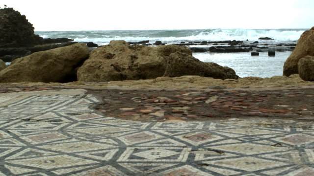 Royalty Free Stock Video Footage of a mosaic on the seashore shot in Israel at 4k with Red.