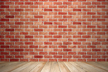 interior room with black brick wall and wooden floor