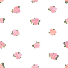 cute seamless texture with tiny roses on white background
