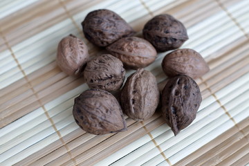 Onigurumi （Juglans ailantifolia） is a kind of walnut, it will pick up in the Japanese forest. It's shell is very hard.
