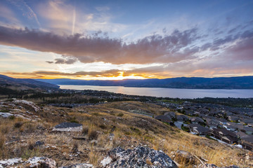 Summer Sunset in the Okanagan Valley and Lake Okanagan