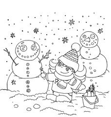 the children play outside and ride on the hill outline cartoon hand drawn isolated on the white background