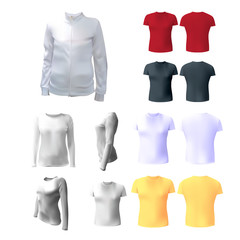 White women's T-shirt to advertise, sweatshirt, white, isolated, jacket with a zip to the application of the logo, 3d vector illustration