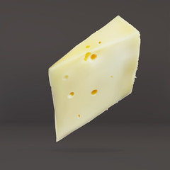 cheese slices, with holes cut, isolated, realistic vector