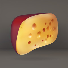 cheese slices, with holes cut, isolated, realistic vector on a white background