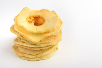 Dried apple chips. Raw food ideal for vegans and raw foodism