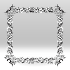 decorative elements in vintage style for decoration layout, framing, for text for advertising, vector illustration hands