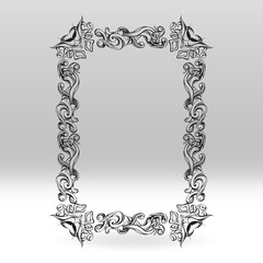 decorative elements in vintage style for decoration layout, framing, for text for advertising, vector illustration hands