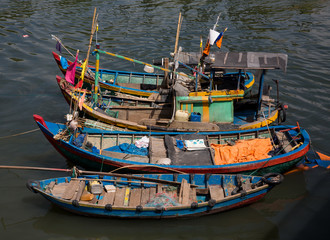 Obraz premium Fischerboote am Meer bei Phan Thiet in Vietnam