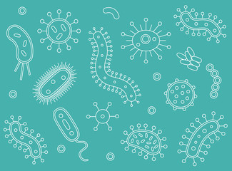 Hand Drawn Green and White Bacteria