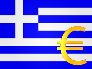 Euro Currency Sign over the Greek Flag EPS 10